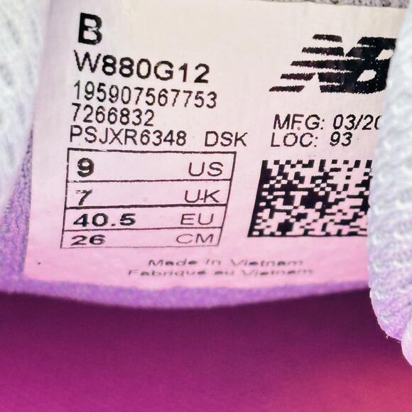 New Balance Shoes Womens 9 Gray Pink Fresh Foam 880v12 Running Athletic Sneaker - Picture 9 of 10